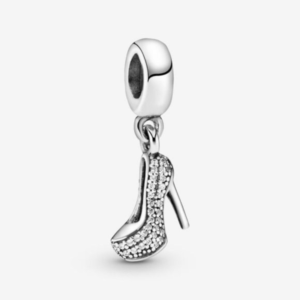 Pandora Pave Stiletto Shoe CZ Dangle Charm Sterling Silver